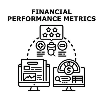 Financial performance metrics analyzing business investment strategy Stock Illustration