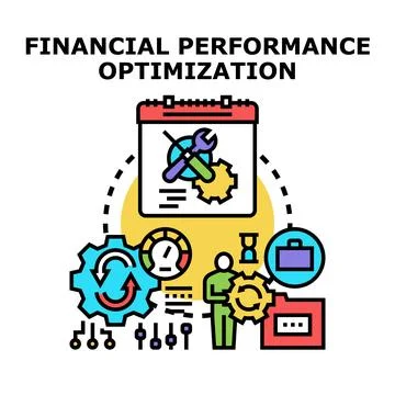 Financial performance optimization managing business strategy planning Stock Illustration