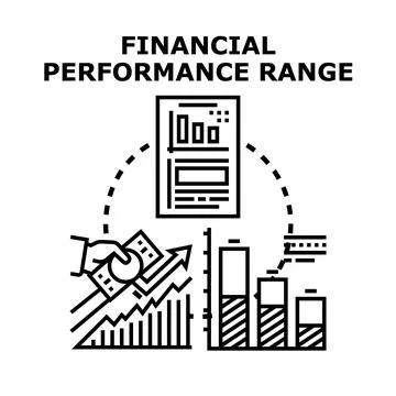 Financial performance range business analysis reporting Stock Illustration
