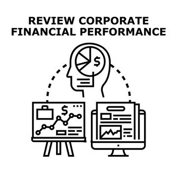 Financial performance review analyzing corporate data and strategy Stock Illustration