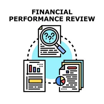 Financial performance review process analyzing business data Stock Illustration