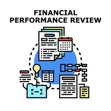 Financial performance review process and data analysis concept 库存插图