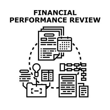 Financial performance review process and data analysis concept Stock Illustration