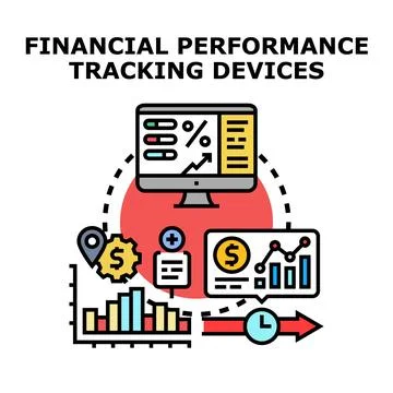 Financial performance tracking and management systems illustration Stock Illustration