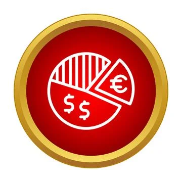 Financial pie chart comparing dollar and euro currencies Stock Illustration