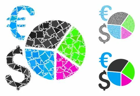 Financial pie chart Composition Icon of Raggy Elements Stock Illustration