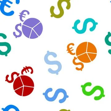 Financial Pie Chart Flat Vector Seamless Pattern 스톡 일러스트