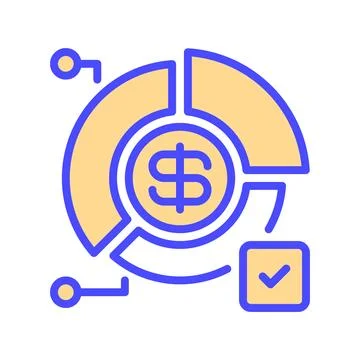 Financial Pie Chart Line Icon, Outline Symbol for Data Breakdown, Revenue D.. Stock Illustration