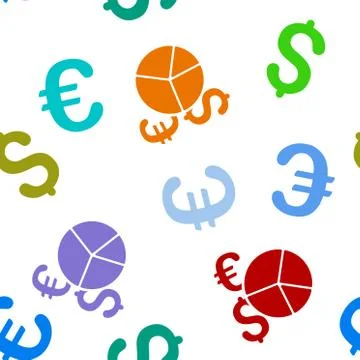 Financial Pie Chart Seamless Flat Vector Pattern Illustrazione stock