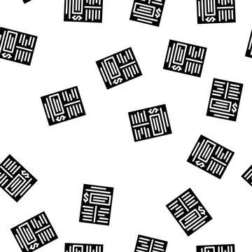 Financial plan document glyph vector seamless pattern Stockillustratie