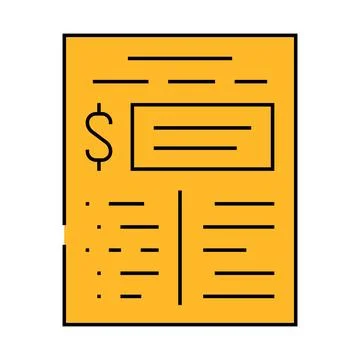 Financial plan document icon color illustration Stock Illustration