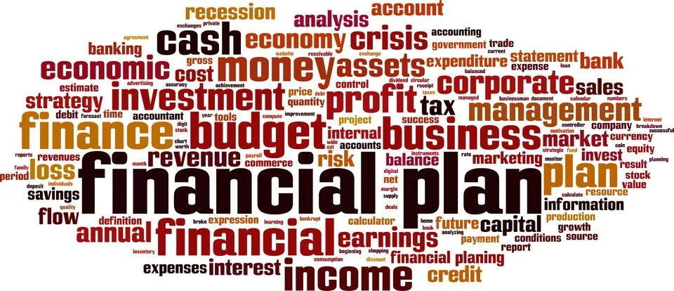 Financial plan word cloud Stock Illustration