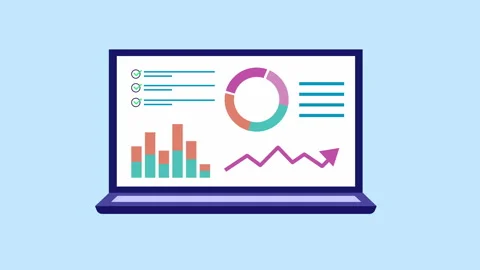 Financial planner charts and graphs 2d Animation with Alpha Matte Stock Footage 335800773