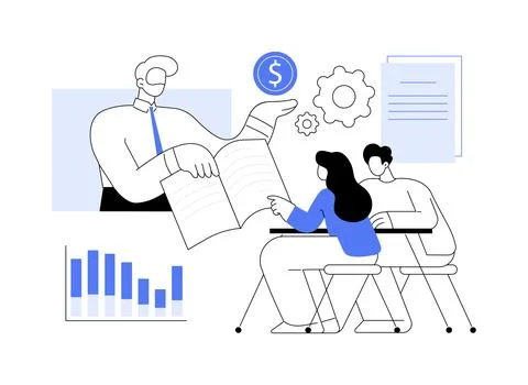 Financial planner isolated cartoon vector illustrations. Ilustración de archivo