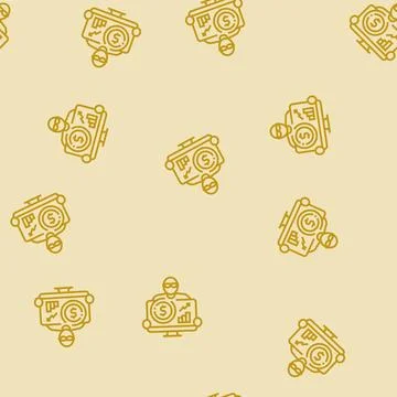 Financial planner line seamless pattern Ilustração Stock