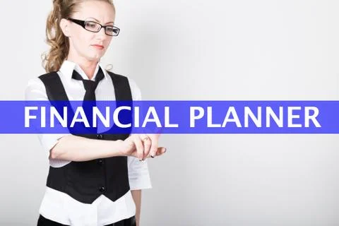 Financial planner written on a virtual screen. Internet technologies in business Stockfoto's