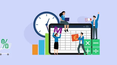 Financial Planning and Data Management with Business Professionals, Spreads.. Stock Footage 337944991
