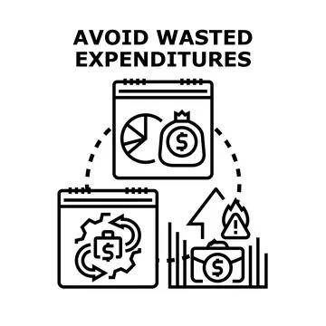 Financial planning avoiding wasted expenditures and budget risks Stock-Illustration