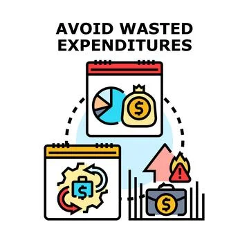 Financial planning avoiding wasted expenditures and budget risks Stock-Illustration