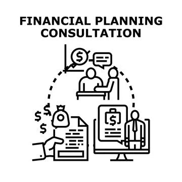 Financial planning consultation process guiding investment strategy Stock Illustration