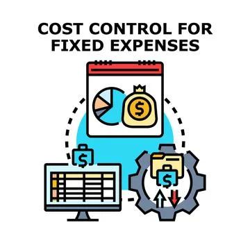 Financial planning controlling fixed expenses with data management Illustrazione stock