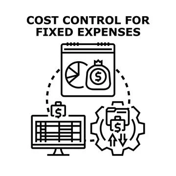 Financial planning controlling fixed expenses with data management Illustrazione stock