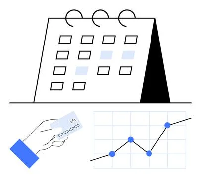 Financial planning, data analysis, business forecasting, payment processing,  Stock Illustration