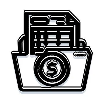 Financial planning folder icon dollar coin Illustrazione stock