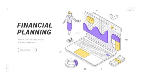 Financial Planning Isometric Vector Illustration For Business Analytics Ban.. Stock Illustration