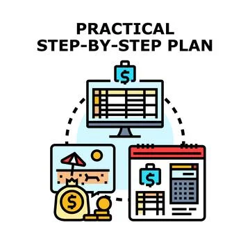 Financial planning step by step process for achieving goals Stockillustratie