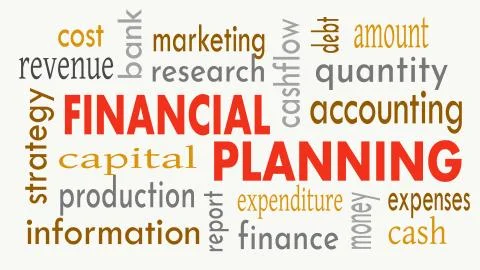 Financial planning, word cloud concept on white background. Illustration Stock Illustration