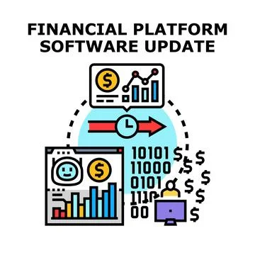 Financial platform software updating for online business management イラスト素材
