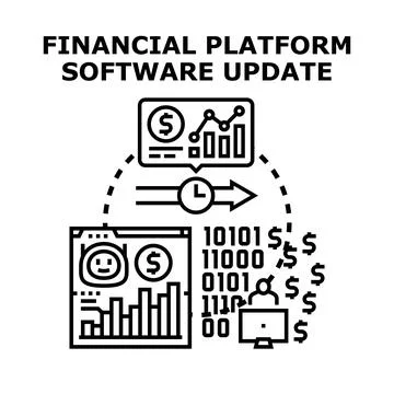 Financial platform software updating for online business management Stock Illustration
