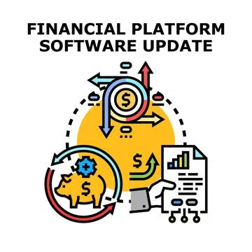 Financial platform software updating for secure digital investment Stock Illustration