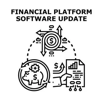 Financial platform software updating for secure digital investment Stock Illustration