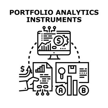 Financial portfolio analytics instruments and investment strategy Stock Illustration