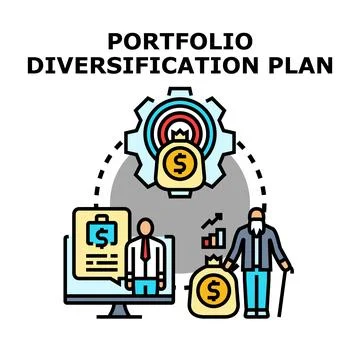 Financial portfolio diversification plan development managing investment risk Stock Illustration