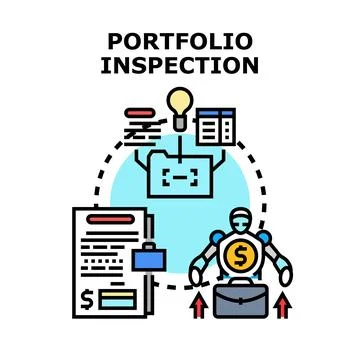 Financial portfolio inspection process using artificial intelligence Stock Illustration