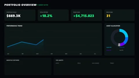 Financial Portfolio Overview Dashboard Stock-Footage 340438864