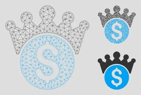 Financial Power Vector Mesh Network Model and Triangle Mosaic Icon イラスト素材