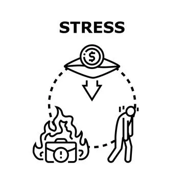 Financial pressure causing work burnout and psychological stress 스톡 일러스트