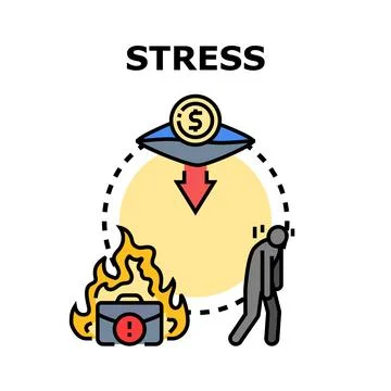 Financial pressure causing work burnout and psychological stress 스톡 일러스트