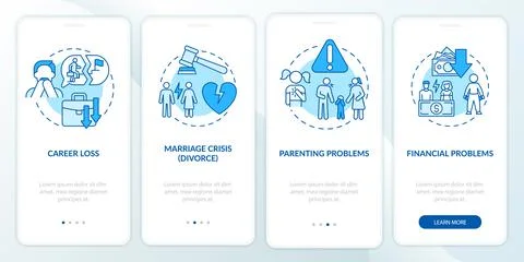 Financial problems onboarding mobile app page screen Stock Illustration