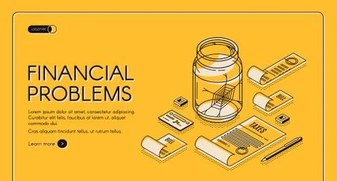 Financial problems, poorness landing page banner Stock-Illustration