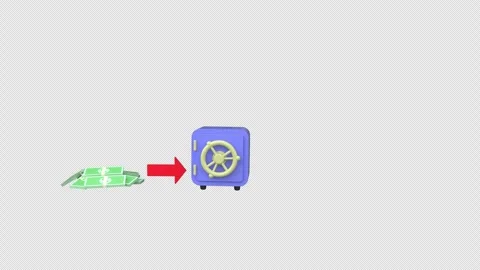 Financial process of transferring money from a vault to invest in purchasin.. Stock Footage 307481269