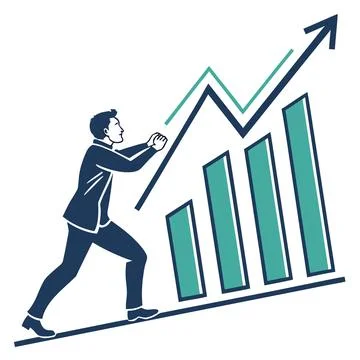 Financial Progress Bar Graph Icon for Corporate Reports Stock Illustration