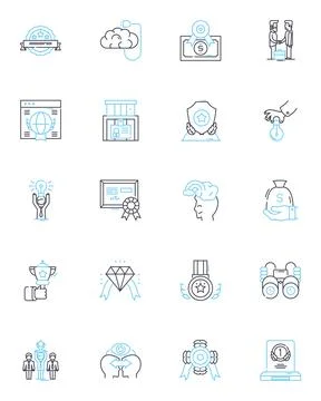 Financial progress linear icons set. Savings, Budgeting, Investing, Growth Ilustración de archivo