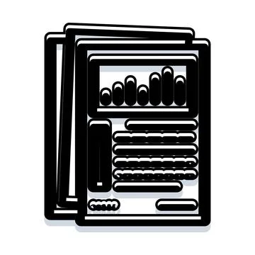 Financial progress report document with analytics chart Stock Illustration