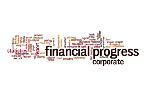Financial progress word cloud concept Illustrazione stock