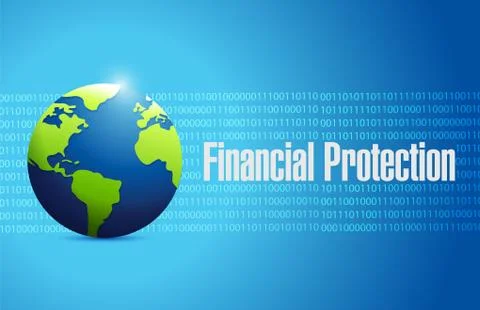Financial Protection globe binary sign concept Stock Illustration
